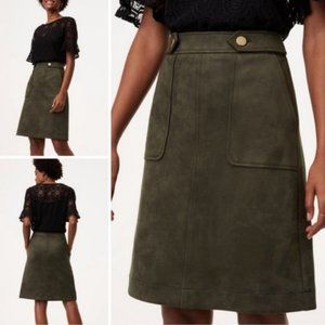 Loft green vegan suede skirt 00P - Excellent condition!